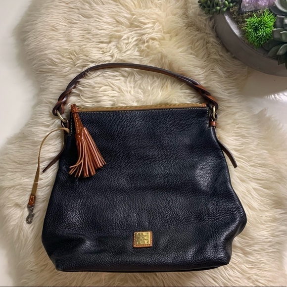 Dooney & Bourke pebble Leather Black Braided Tassel Designer Purse handbook - Picture 10 of 10